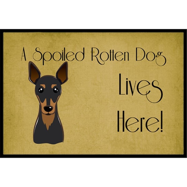 Carolines Treasures Min Pin Spoiled Dog Lives Here Indoor and Outdoor Mat- 24 x 36 in. BB1488JMAT - main